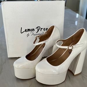 White platform heels